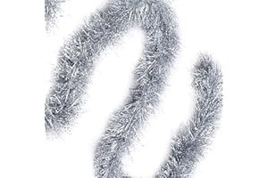 BELLE VOUS Guirnalda Navidad Oropel (Pack de 3) - Guirnalda Plateada 2 Metros - Decoración para el Árbol - Guirnalda Decoracion para Navidad, Fiesta de Año Nuevo, Decoracion Navideña Festival Interior Exterior