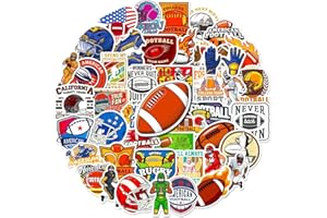 AUCEKO Juego de 50 pegatinas de fútbol americano, juego de pegatinas de vinilo impermeables para ordenador portátil, niños, motos, bicicletas, monopatín, equipaje, maleta, ordenador, calcomanía de graffiti