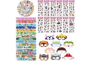 Pat Patrouille Cadeau Fête Enfants, Cadeau Anniversaire Enfants Invites Pat Patrouille, Paw Patrol Party Favors Set, 15 Slap Bracelets, 10 Pat Patrouille Masques, 50 Autocollants, 12 Autocollant 3D