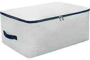 IWILL CREATE PRO Le lin et tissu de coton, Ultra Taille pliable sac de rangement pour Literie, Couettes, Couette, Couverture, Oreiller, Vêtements, chandails, Organisateur sac pour articles ménagers, avec fermeture éclair et poignées. Lavable (Gris)