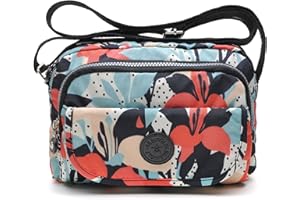 tuokener Borsa a Spalla Borsetta Donna Tracolla in Nylon Impermeabile da Viaggio Crossbody Bag Waterproof,Rosso