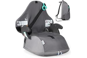 Trunki BoostApak Booster Seat & Kids Backpack - i-Size Travel Car Seat, 8 L Carry-On Approved Kids Rucksack & Car Booster (126-150 cm) - Grey