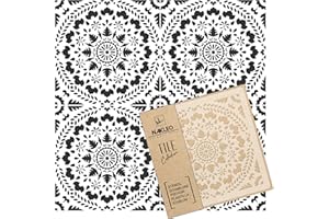 NAKLEO Caria Tile Reusable Plastic Stencil - 30x30cm / 11.8” x 11.8” - Spanish Circle Moorish - Moroccan Geometric - Paver Block Concrete Floor Wall Painting Template Wood