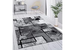 Paco Home Tapis Gris Tapis Salon Tapis Vintage Salon Poils Ras Géométrique Motif Abstrait, Dimension:160x230 cm, Couleur:Gris