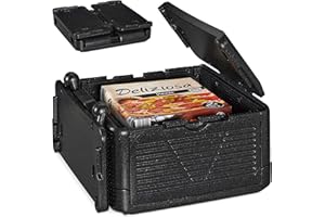 Relaxdays Thermobox für Essen, klappbare Isolierbox, mit Deckel, EPP, 24 L, für Pizza Lieferservice, Einkäufe, schwarz, 1 Stü