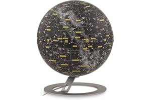 Tecnodidattica - Mappamondo National Geographic Heavens, Mappa stellare della Volta Celeste scientifica, Luminoso e Girevole, Base in Alluminio, Design Studio Tools, Diametro 30 cm