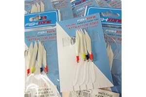 FISHZONE RIG PRO SERIES - 10 Packs of Single Type Commercial Quality Sea Feather Lure Fishing Rigs - Ideal for Sea Boat Shore for Mackerel, Herring, Bass & Cod (Daylights/White Flash))