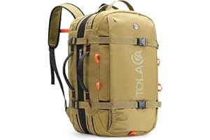 Tolaccea Mochila de Viaje 40L-50L Cabina Avión, Mochila Grande para Portátil 15,6", Impermeable para Hombre y Mujer, Trabajo y Excursión