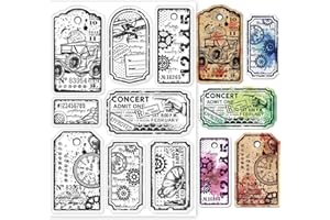 GLOBLELAND Tampons Transparents Rétro Steampunk pour Scrapbooking Étiquettes Vintage Tampons Transparents en Silicone pour la Fabrication de Cartes Album Photo Journal