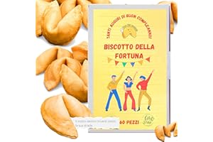 D&D FUN COOKIES - Biscotti della fortuna 60 pezzi | Biscotto con auguri di compleanno | Biscotti cinesi della fortuna | Perfetto per la famiglia | Confezionato singolarmente | Fortune Cookies