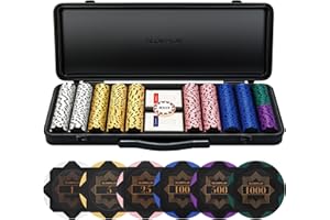 SLOWPLAY Nash Set da Poker, 500 fiches professionali, 14g | clay chips [con valore] per Texas Holdem | Valigetta di Alta qualità | Pulsante del Dealer e Carte in plastica