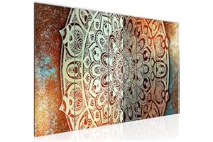 Runa Art Cuadro XXL Abstracto mandala 200 x 80 cm Marrón beige 5 Piezas - Made in Germany - 040155a