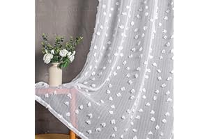 MYSKY HOME Juego de 2 Cortinas Blancas con Ojales, Cortina de Gasa Transparente para habitación Infantil, para salón, Moderna, Bordada, con Ojales, Transparente, para dor