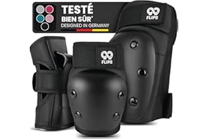99FLIPS Protection Skateboard Adolescent et Adultes [6 pièces] Protection Roller pour avec Genouillère, Coudiere & Protections pour équipement de Protection Skate & Inline