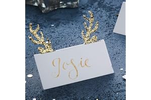 Ginger Ray Christmas Gold Glitter Antler Place Name Cards 10 Pack