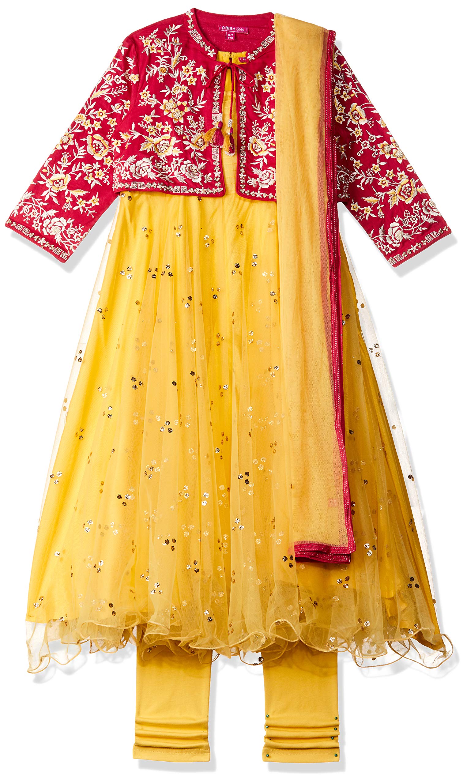 Biba Girls Girls Anarkali Regular Fit Salwar Suit Set Desertcart