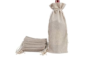 MAOXINTEK Jute Wine Bags, 37 x 15.5 cm Wine Pack Gift Bags, Bottle Wine Carrier Shopping Bag with Drawstring Champagne Tasting Party Wedding Christmas Pack of 12