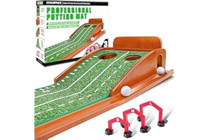 CHAMPKEY Premium Wooden Golf Mat with 3 Putting Gates - Realistic Putting Surface Simulates Green - Improve Accuracy