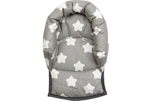OLOBABY Almohada universal para la cabeza del bebé, de suave algodón, ideal para cochecito o asiento del coche Star/grey
