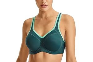SYROKAN Women's High Impact Sports Bra Underwire Full Support Racerback Padded Running Bra