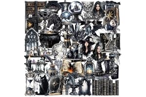 PNGIF Schwarze Magie Hexe Aufkleber 50 Stück, Wasserfeste Graffiti Sticker für Laptop Kindle Koffer Scrapbook MacBook Fahrrad Journal, Vintage Anime Transparenter PET Decals