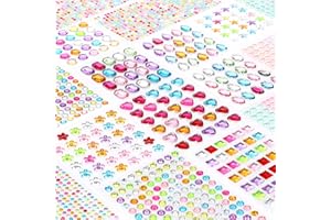 CraftWerk Glitzersteine selbstklebend 1.782 Stück - Bunte Strasssteine für Kreativprojekte, Scrapbooking, DIY - Bastelzubehör in verschiedenen Formen und Größen