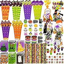 JOYIN 12-tlg. Halloween Goodie Bags - Süßes-oder-Saures Sets Mit Notizblöcken, Stiften & Stickern