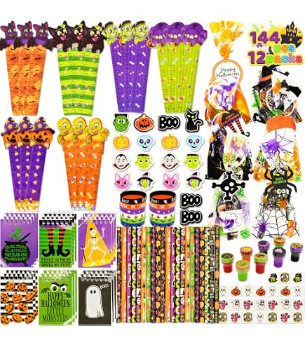 PUWOWYE Halloween Itgebsel Kinder, 154 Stück Halloween Geschenke