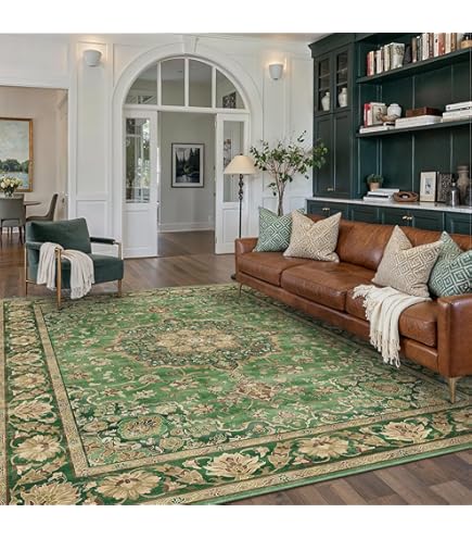 Perzisch tapijt - Naveh Nain Ivory Groen Met fluwelen look