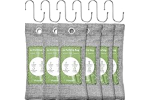 VITSCAN Lot de 6 sacs purificateurs d'air au charbon de bambou - Absorbeur d'odeurs - Absorbeur d'odeurs - Désodorisant naturel pour voiture - Éliminateurs d'odeurs pour la maison, les animaux de compagnie,