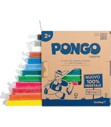 GIOTTO Pongo Knete 12 X 450g – Sortiert, Glutenfrei, Trocknet Nicht An Der Luft
