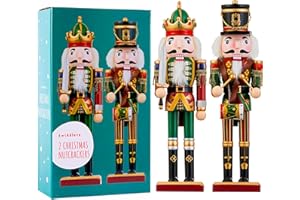 THE TWIDDLERS 2 Duży Drewniany Świąteczny Dziadek do Orzechów ze Stojakiem, 30cm - Tradycyjna Dekoracja Świąteczna - Solidna i Najwyższa Jakość