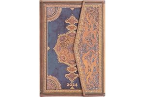 Paperblanks 12-Month Calendar 2024 Safavid Indigo Horizontal Mini (100 × 140 mm)