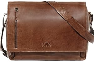 SID & VAIN sac de collège avec bretelle Joseph | Compartiment 15" Laptop cuir véritable | mallette grand | sac pc portable fait à la main