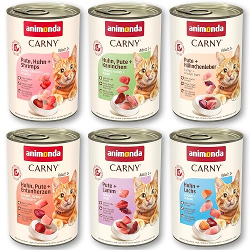 animonda Carny Adult Poultry Variation (6 x 400 g), Wet Cat Food for Adult Cats, Wet Food with 100% Fresh, Meaty Ingredients, Cat Food without Grains and Sugar