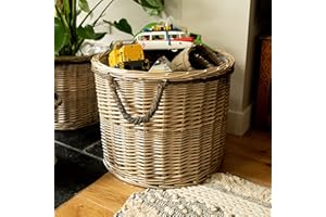Arthur Cameron Circular Round Wicker Lined Log Basket/Storage Box/Planter (Large)