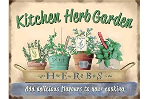 SHAWPRINT LIMITED Shawprint KITCHEN HERB GARDEN RETRO VINTAGE STYLE METAL TIN WALL PLAQUE SIGN NOVELTY GIFT (8" x 6")