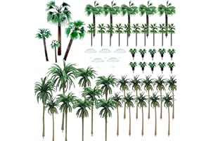 NA Woohome Palme da Cocco, 44 Pz Palme da Cocco Verdi Modello Albero di Cocco Charming con 5 Pz Mini Ombrello per Modellismo Ferroviario Architettura Diorama Paesaggio Fai da Te
