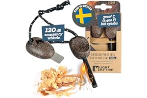 Light My Fire Swedish Flint Fire Starter Ferro Rod Survival Tools SCOUT | Fire Steel Bushcraft Camping Gear | Flint and Steel Fire Starter Kit 2-in-1 Fire Flint and Striker 3,000 Strikes