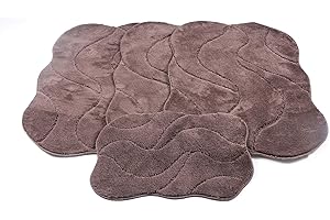 EMMAHOME ROMANY GYPSY CARAVAN MICROFIBER WASHABLE MATS 4pcs SET, 75x125cm - 18mm THICKNESS, Debora (Brown)