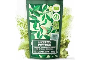 ‎NATURALEBIO NaturaleBio Grüne Helfer Entgiftungspulver Bio 150g. 12in1 mit Matcha, Menta, Moringa, Spirulina, Chlorella, Gerstengras und mehr. Vegan. Detox zur Unterstützung der Verdauung und des Immunsystems.