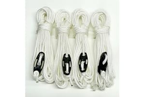 ROTA MARINE Guy Ropes 3mm 4m Guy Lines Tent Camping Cords Heavy Duty Pack of 4 (White)