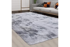 CAROMIO Fluffy Area Rugs for Living Room, Soft and Thick Faux Area Rug Indoor Shag Rug Home Decor Nursery Rug Carpets for Bedroom, Grey, 120x170 cm