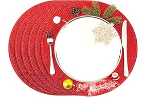 URBAN LIFESTYLE Juego de 6 Manteles Individuales de Helena de 38 cm de Diámetro, Lavables para Comedor, Cocina, Boda, Fiesta, Navidad y Otras Ocasiones