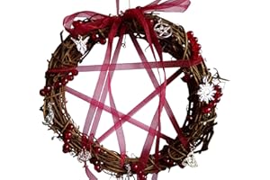 DUNNS-JEWELS 20cm Pagan All Year round Wreath with 7 pagan charms and Red glass beads