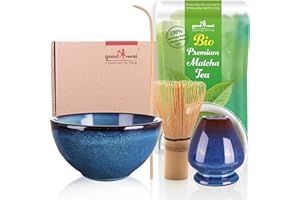 Goodwei Set di Matcha Completo - Tazza Cerimoniale con frusta e cucchiaio - incl. Tè Matcha Biologico Giapponese (Safaia)
