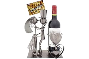 BRUBAKER Portabotellas para vino de dos piezas de diseño Boda - escultura de metal con tarjeta de felicitación