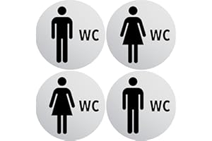 ‎CLEVER POOL Clever Pool Aufkleber WC Toiletten Set Damen + Herren Schild – wetterfest - Toilettenschild – Türschild – Folienschild – D = 148 mm, Hinweisschilder (2 WC Herren+Damen grau)