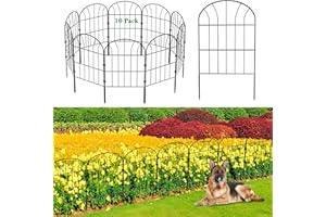 SARSTRY Decorative Garden Fence, 33cm Wide x 60cm High (10 Panels, Total Length 3.3m), Outdoor Rustproof Metal Fence Panels Flower Bed Border, Ground Stake Animal Barrier for Rabbit Dog (60CM X 330CM)