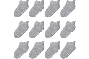 HYzgb Lot de 12 chaussettes antidérapantes pour bébé avec poignées 1-7 ans multi couleurs, cadeau pour tout-petits bébé garçons filles